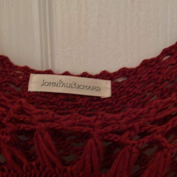 Burgundy, crochet, top with fringe size small - Picture 3 of 5